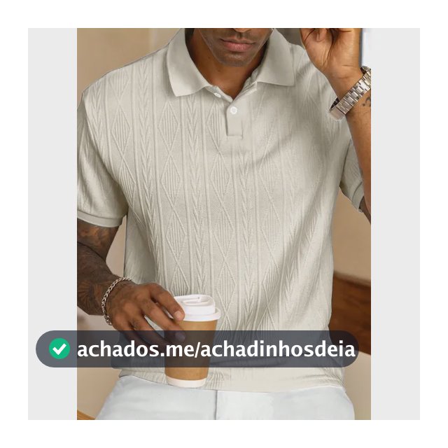 Camisa Polo Masculina Manga Curta Texturizada Básica