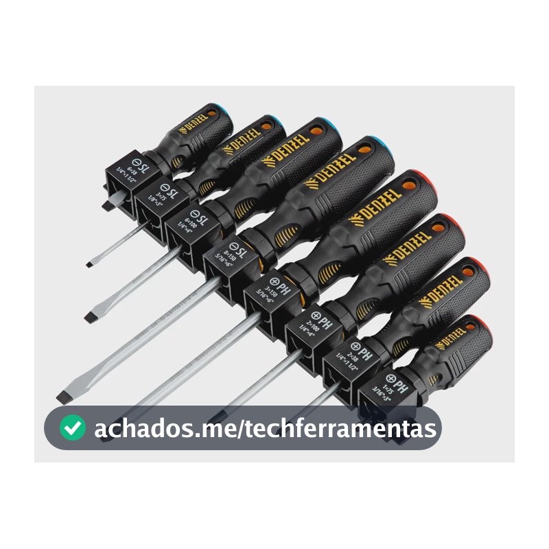 Jogo De Chaves Fenda/phillips Ph + Sl Crv 8 Pcs// Denzel