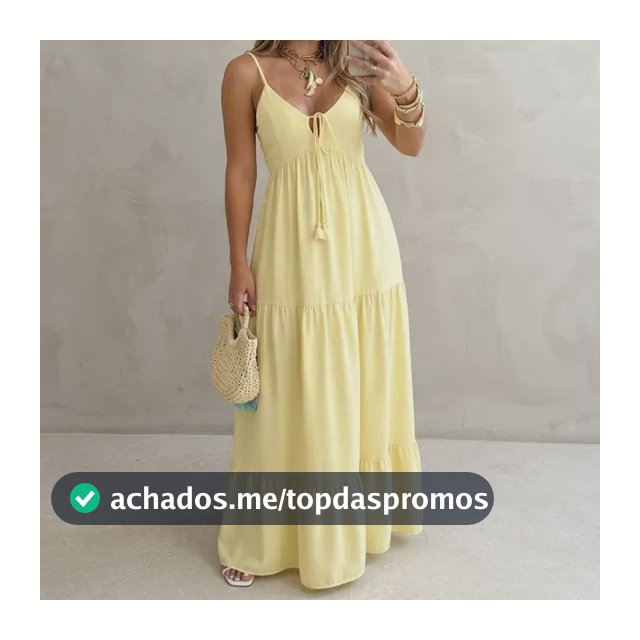 Vestido Feminino Longo, Modelo Fluído Decote Em V -blogueira