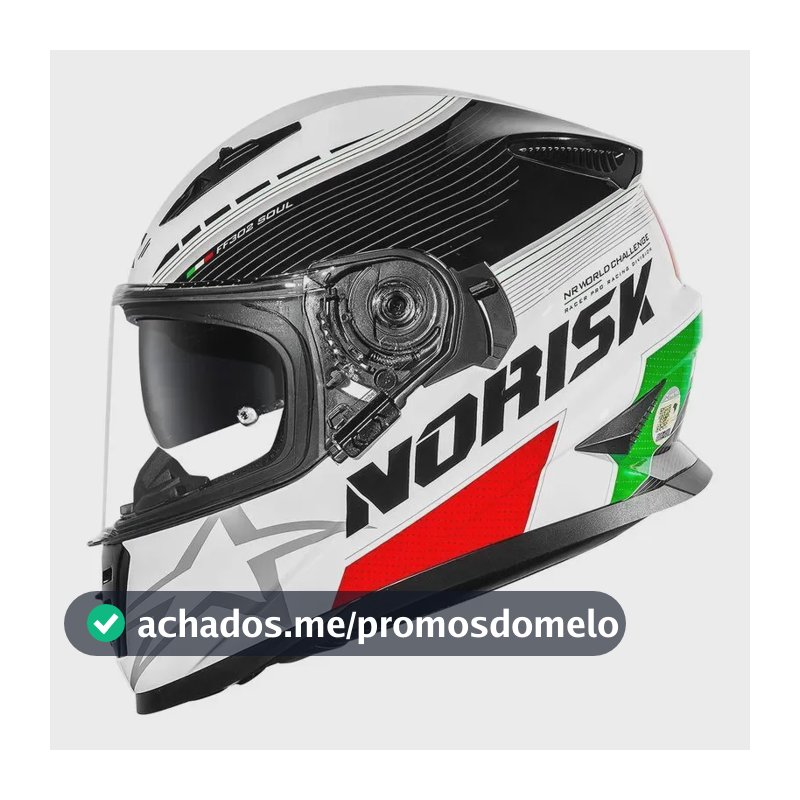 Capacete Norisk Ff302 Soul Ii Grand Prix Paises ITALIA 58/m Branco Sólido Brilhante 57/58
