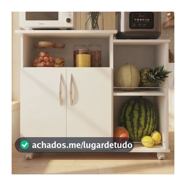 Fruteira Balcão Com Suporte Para Microondas C/ 4 Rodas