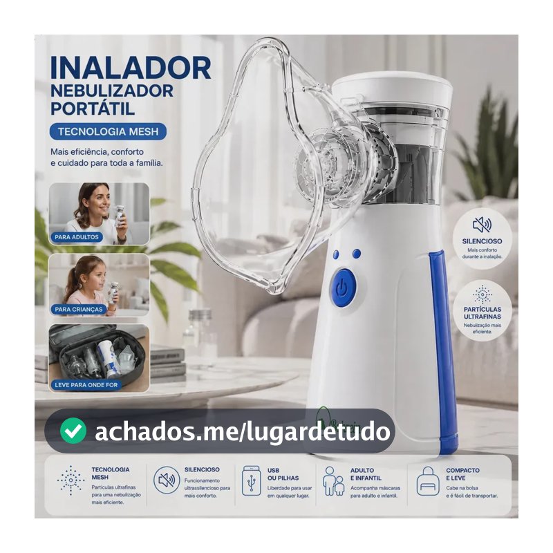 Inalador Nebulizador Portátil Bahrein Usb Pilha Silencioso Aparelho Inalação Compacto Mesh Bivolt Nebulizador Com Rede Vibratoria Aparelho Para Inalacao Inalador Silencioso Aparelho Inalador Cor Azul