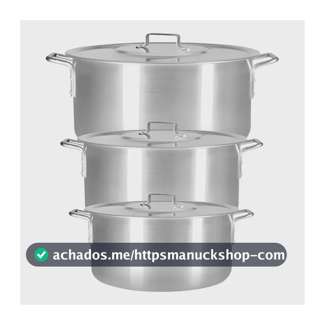 Kit 3 Panelas Feijoada Caldo Alumínio 23 cm 25 cm 27 cm