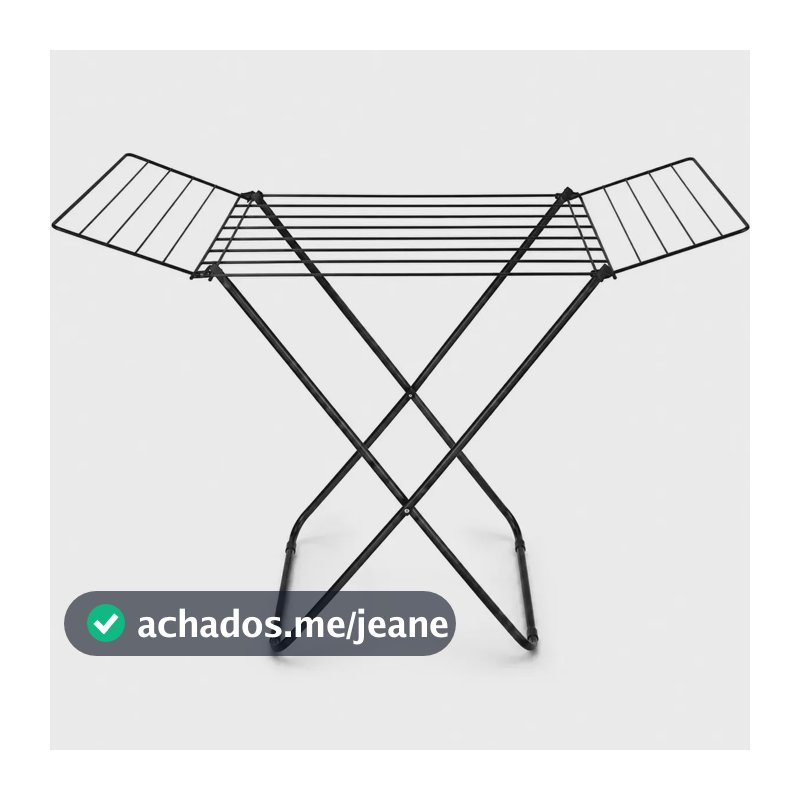 Varal De Chão Aço Com Abas Dobrável Estrutura Reforçada Preto - Brav