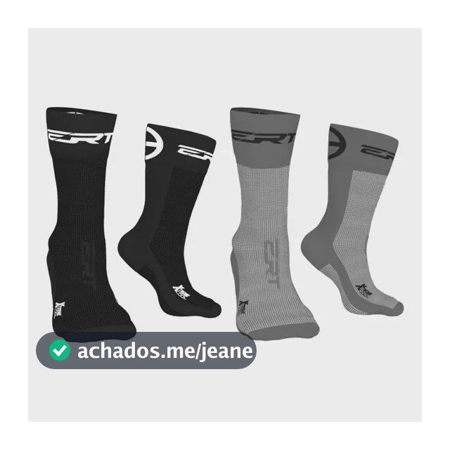 Kit Meia Ciclismo Corrida Cano Médio Ert Preta E Cinza Preto/cinza Único