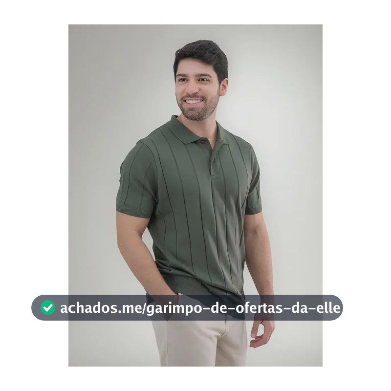 Camisa Polo Masculina Tricot Casual Canelada Original  Verde Liso Gg