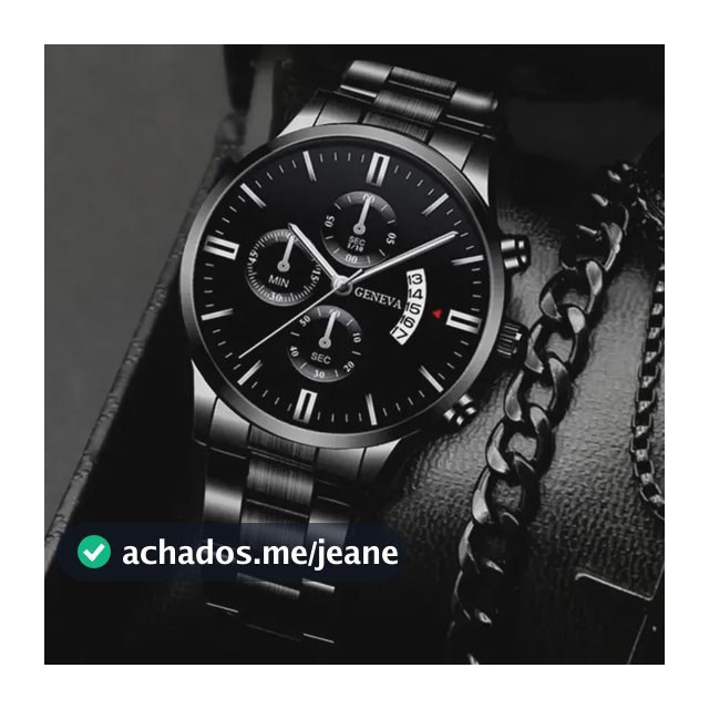 Kit Relógio Masculino Geneva Com Pulseira, Anel E Colar 003