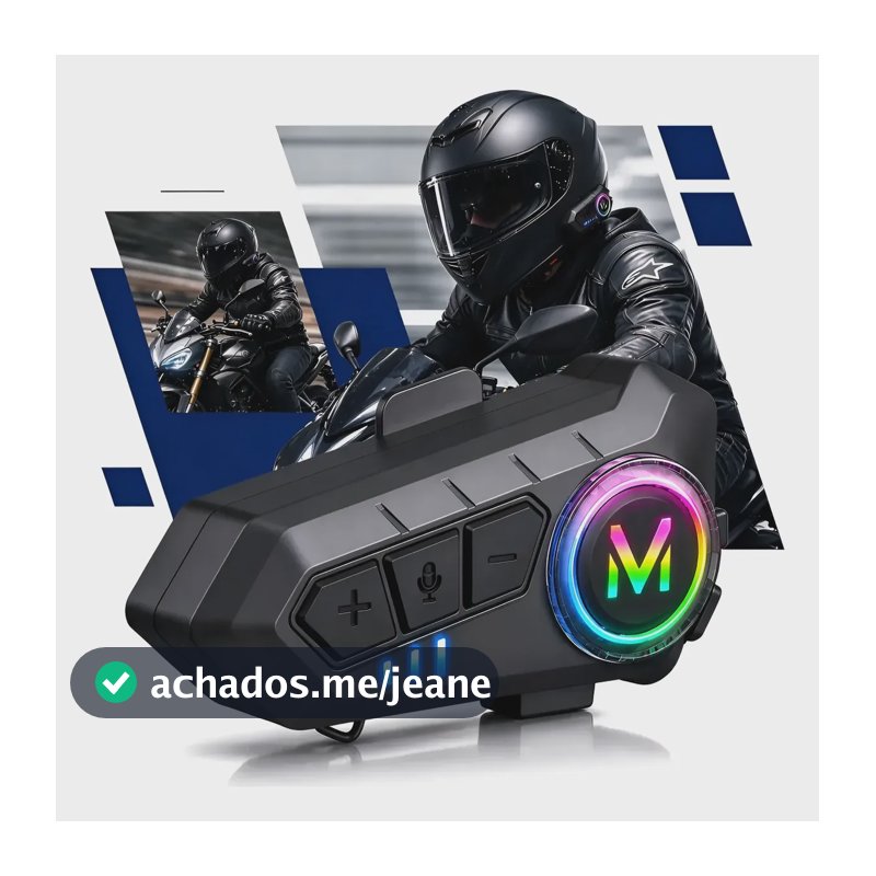 Fone De Ouvido Para Capacete Bluetooth Headset Rgb Sem Fio