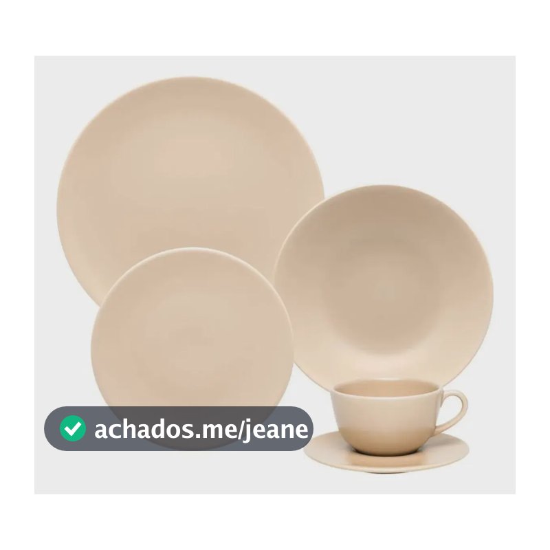 Aparelho De Jantar Oxford Cerâmica Merengue 20 Pç Cor Bege Liso