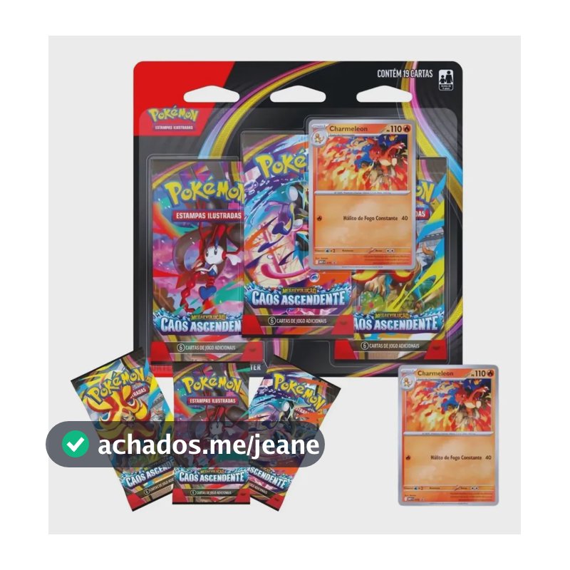 Blister Triplo Caos Ascendente Megaevolução Charmeleon Copag Pokémon Estampas Ilustradas Português