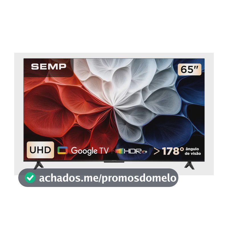 Smart Tv Semp 65 Polegadas Led Hva 4k S62 Wifi Bluetooth Google Tv 3 Hdmi Hdr10+ Dolby Audio 65s62