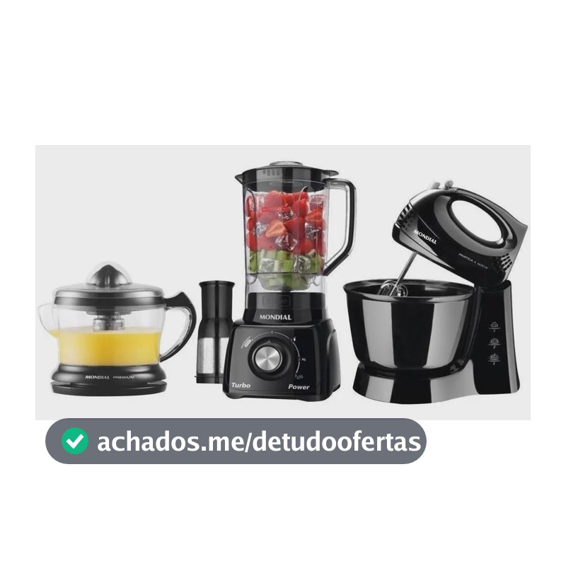 Kit Cozinha Mondial Liquidificador Batedeira E Espremedor KT-105-B