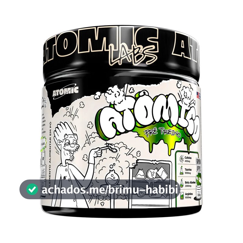 Pré Treino Atômico 300g Atomic Labs Sabor Maçã Verde Energia Explosiva