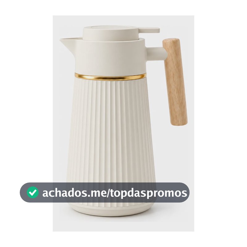 Garrafa Térmica Nórdica Café 1l Cabo Madeira Luxo Mesa Posta Creme