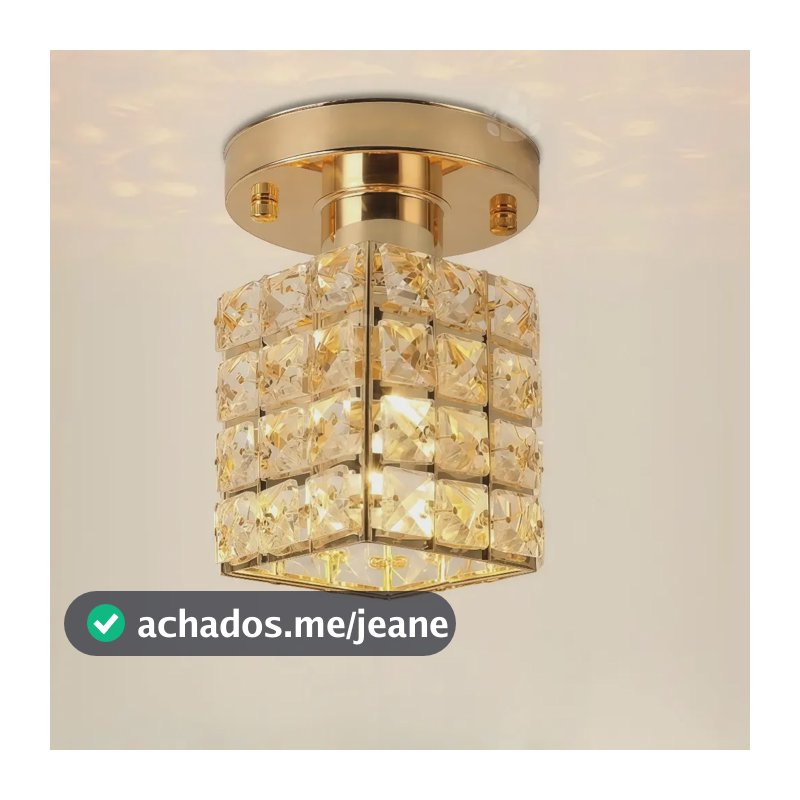 Abajur Quadrado Em Cristal, Sala De Estar, Dourado/preto Dourado Cristal/transparente 110v - 220v