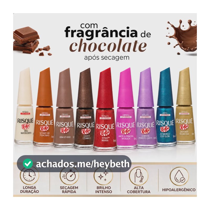 Esmalte Risque Kit Kat Coleção Completa 9 Cores Fragrância Colorido