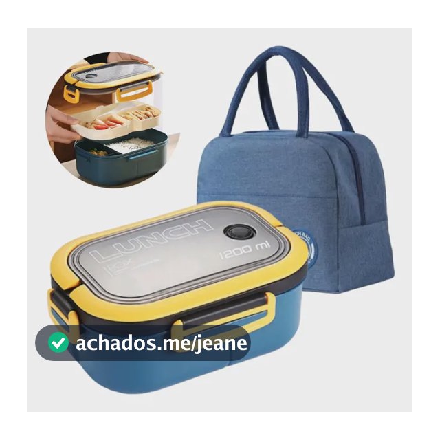Kit Marmita E Bolsa Térmica Com Divisória Trabalho Fitness