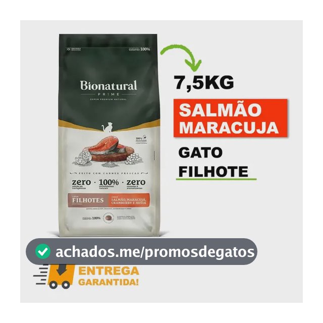 Racao Bionatural Gatos Filhote Sabor Salmao 7,5 Kg