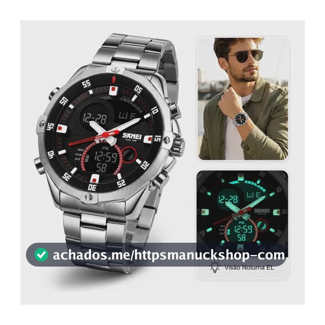 Cronômetro de alarme de aço Skmei 1146, elegante relógio de malha prateada, relógio masculino