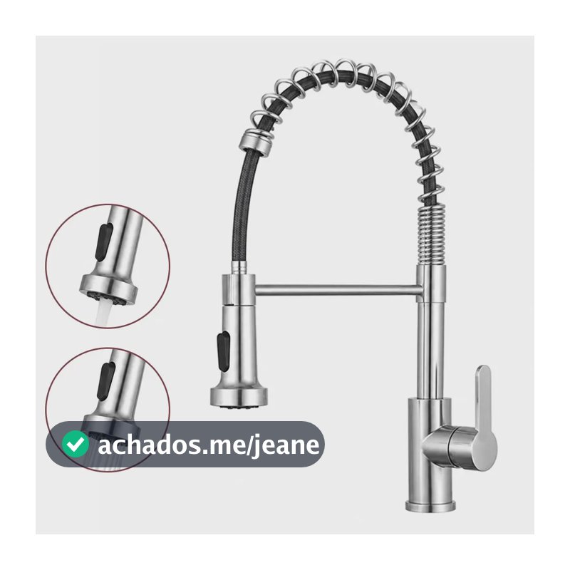 Torneira Monocomando Cozinha Gourmet Bancada Flexível Misturador CIVIS Prateado