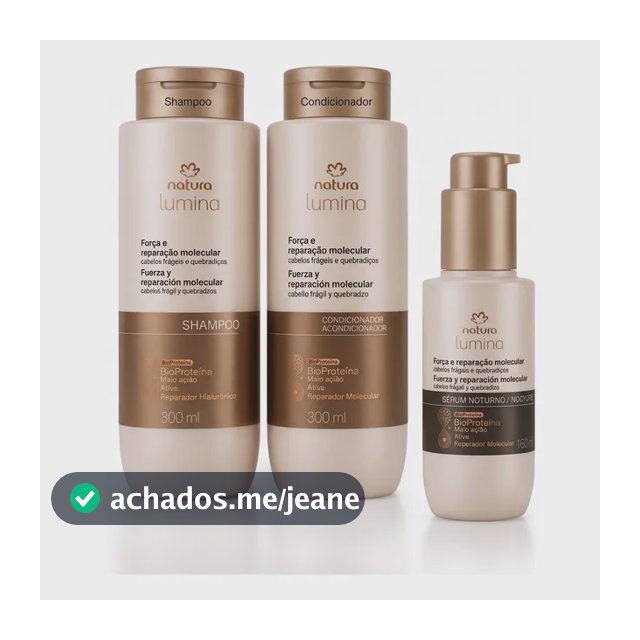 Kit Lumina Força Molecular: Shampoo 300ml + Condicionador 300ml + Sérum Noturno 100ml