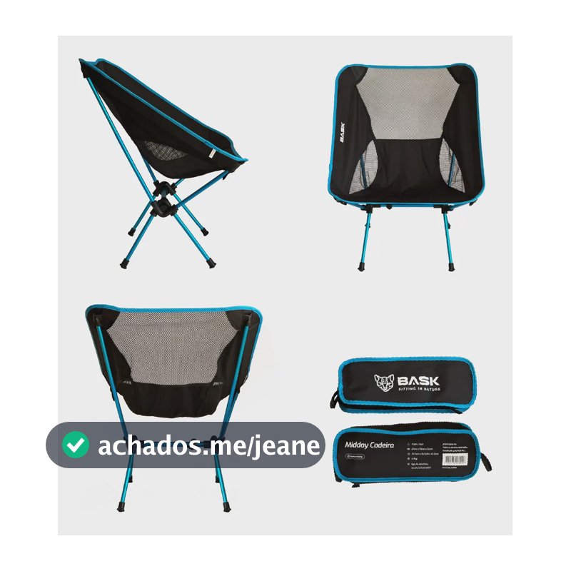 BASK Cadeira Dobrável 150 kg de Alumínio Ultraleve 1 kg para Camping e Trilha Com Bolso
