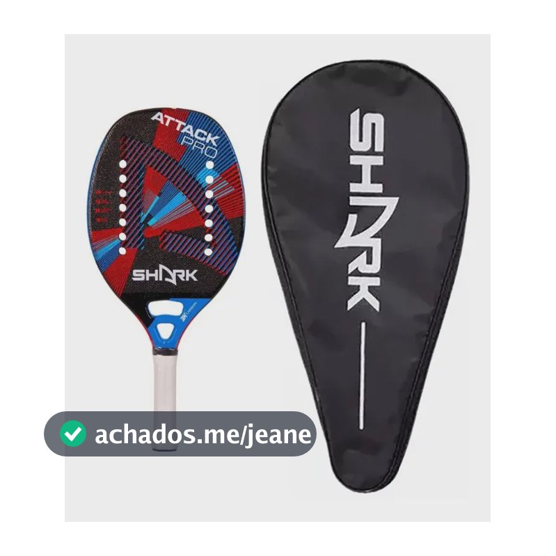 Raquete De Beach Tennis Shark Attack Pro 2023 Azul/vermelho Cor Azul