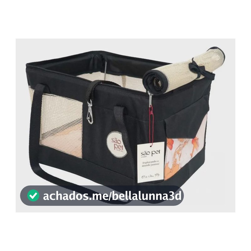 Bolsa Transporte Viagem São Pet Azul Cor Preta 43x31,5x20 Cm