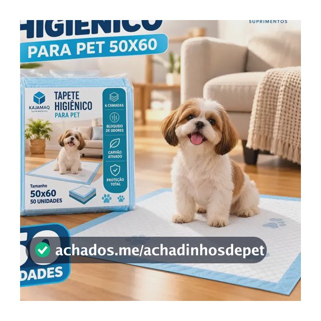 Tapete Higienico Cães Gato Pet 60x50 Absorção Rápida 50 Unid Branco Com As Bordas Azuis