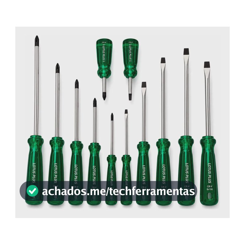 Jogo Chave de Fenda e Philips Profissional Imantado 12 Peças