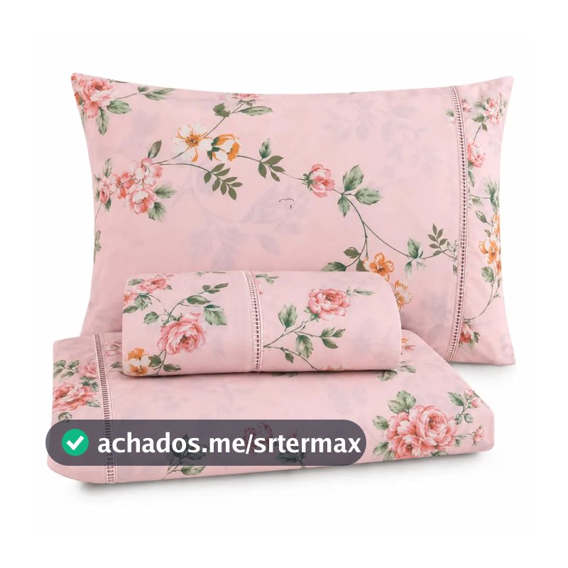 Jogo De Lençol Queen 3 Peças 400 Fios C/ Elástico Hotel Floral Rose Claro