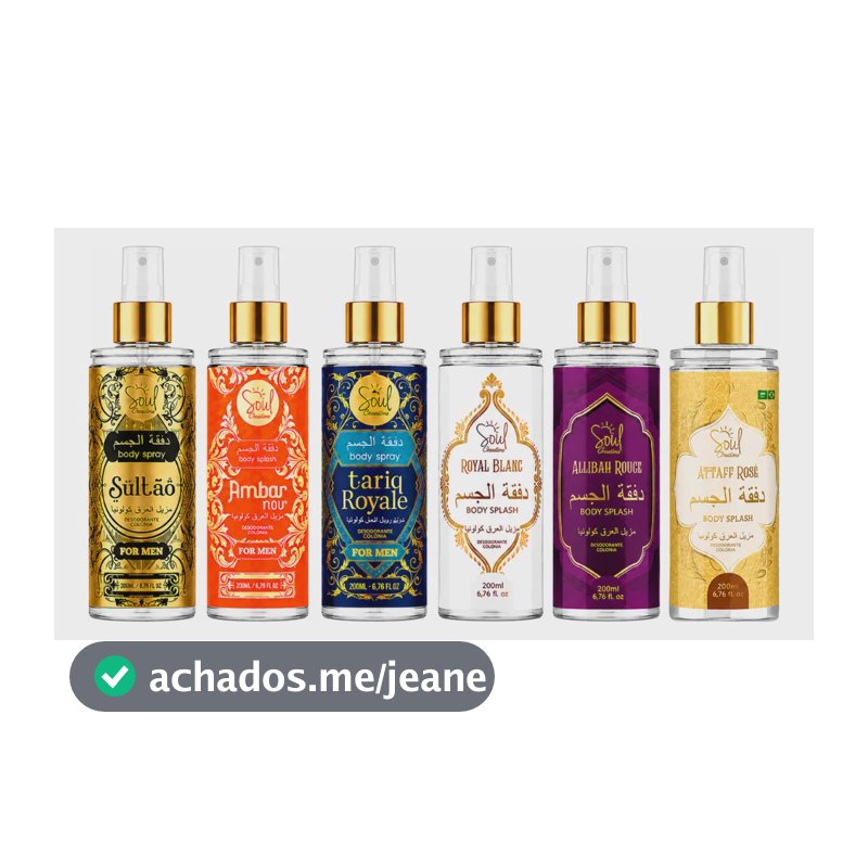 Kit 6 Body Splash Árabe Soul 200ml Mix Masculino E Feminino