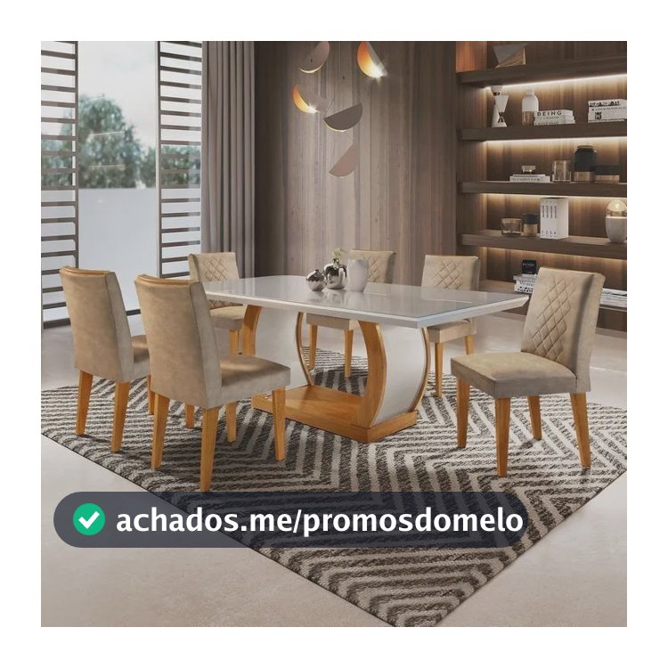 Conjunto Sala De Jantar Mesa Tampo De Vidro 6 Cadeiras Animalle Chocolate Off White/imbuia/off White