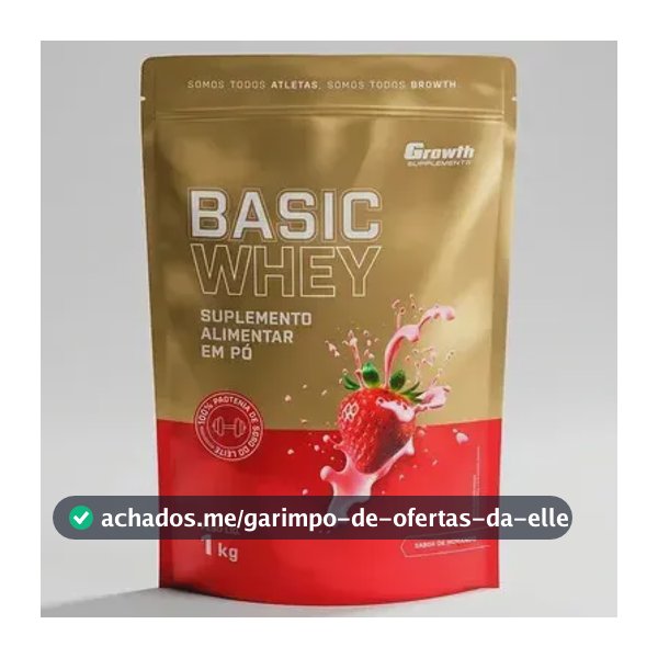 Proteína Growth Supplements Basic Whey Pro em pó sabor Morango x 1kg