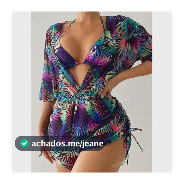 Conjunto Biquíni Feminino Com Saída De Praia Florido