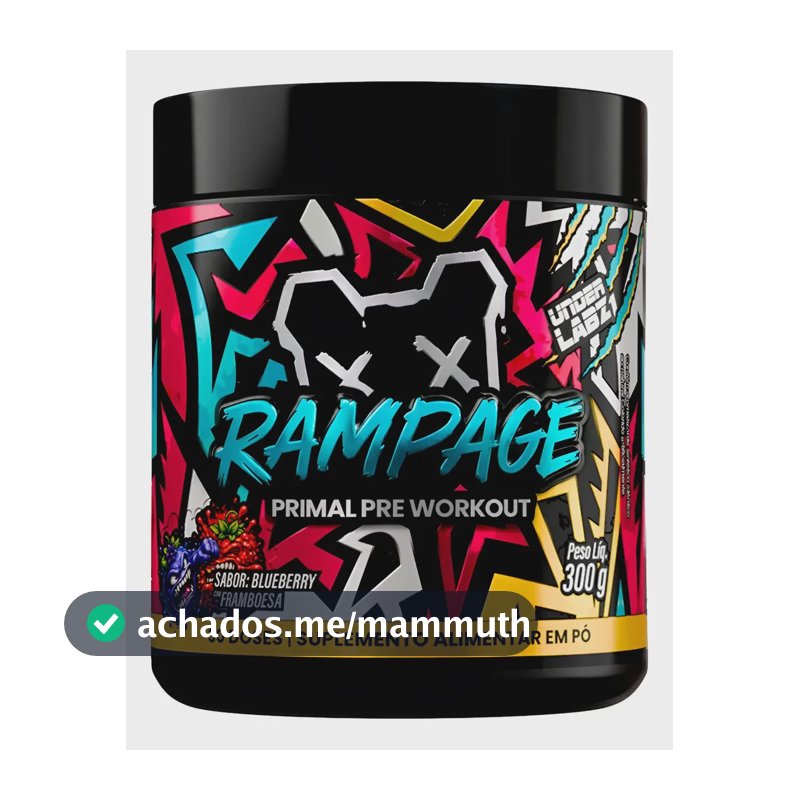 Pré Treino Rampage Under Labz Arginina Taurina Cafeína 300g Blueberry Com Framboesa 300g