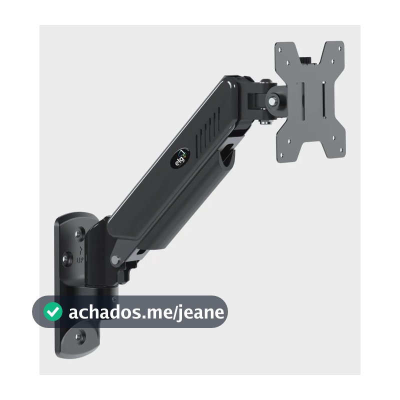 Suporte Articulado Parede Monitor TV 17 a 35 9kg ELG Giro 360° Inclinável Altura até 25cm VESA 75x75 e 100x100 Polegadas Preto F410