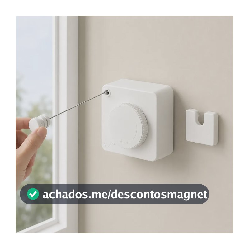 Heemli Varal Retrátil De Parede Para Roupas Interno Branco