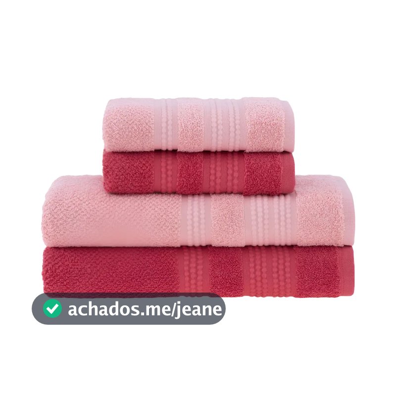 Jogo de Toalhas Buddemeyer Frape Dots Banho Rosa/Coral 4 peças