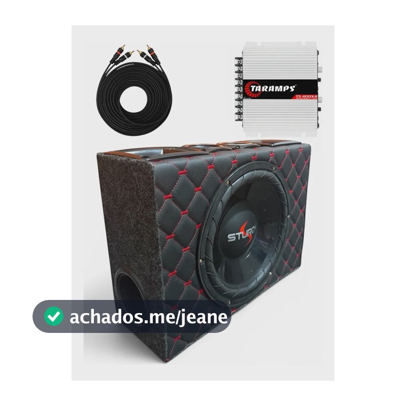 Caixa Trio Slim Dutada Auto 10 Pol Taramps 400x4 800w 4 Ohms