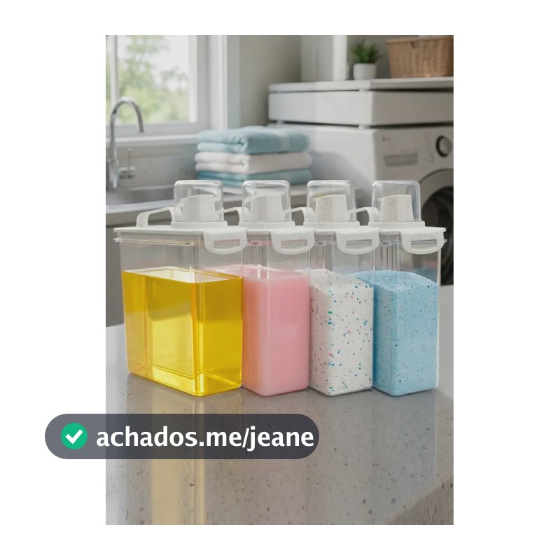Kit 4 Potes Herméticos Dispenser Lavanderia Com Dosador 3l Mármore