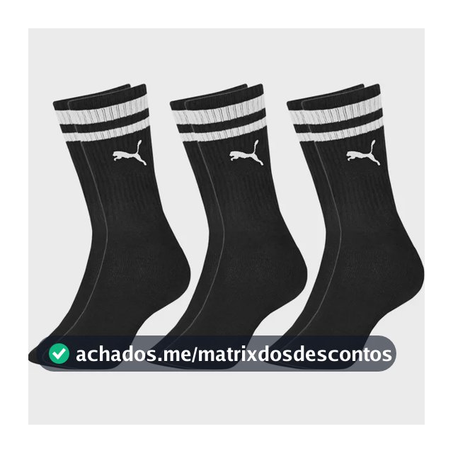 Kit 3 Pares Meias Puma Cano Alto Longo Confortável Original