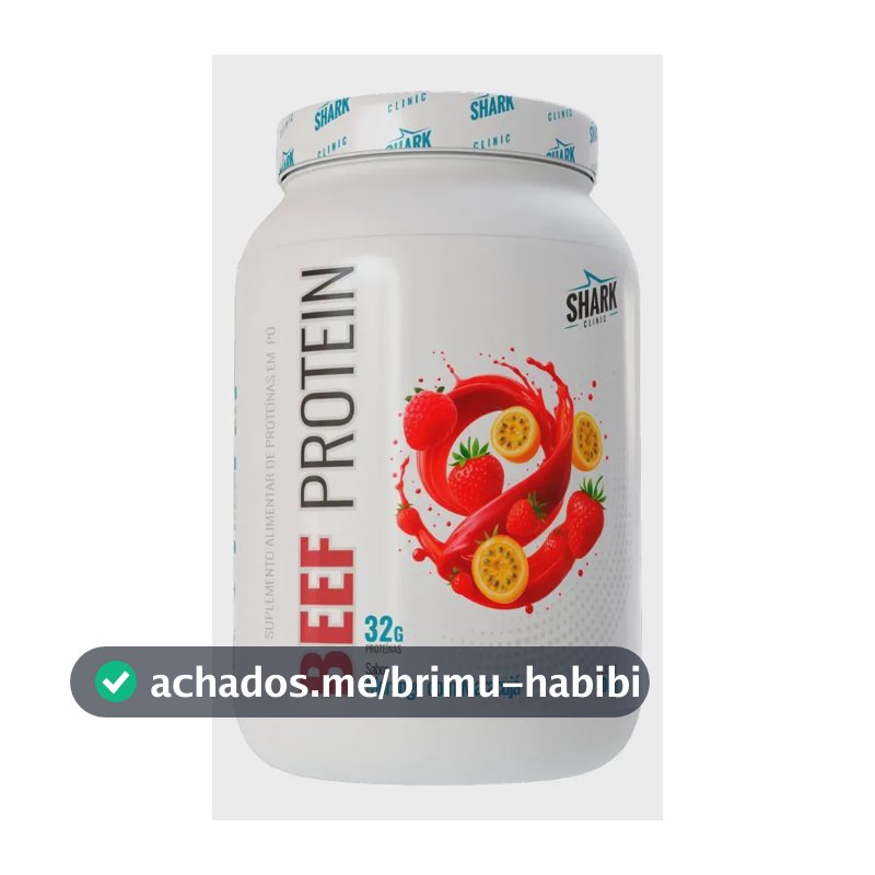 Proteína Shark Pro Beef Colageno Hidrolisado Morango 900g em pó x 900g