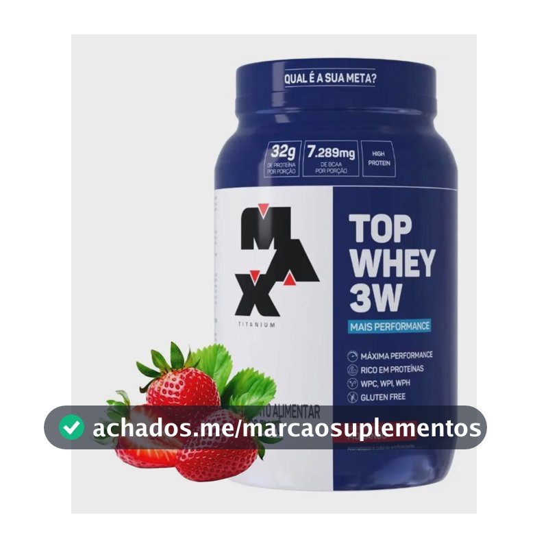 Whey Isolado Hidrolisado Concentrado Top Whey 3 W 900g Sabor Morango
