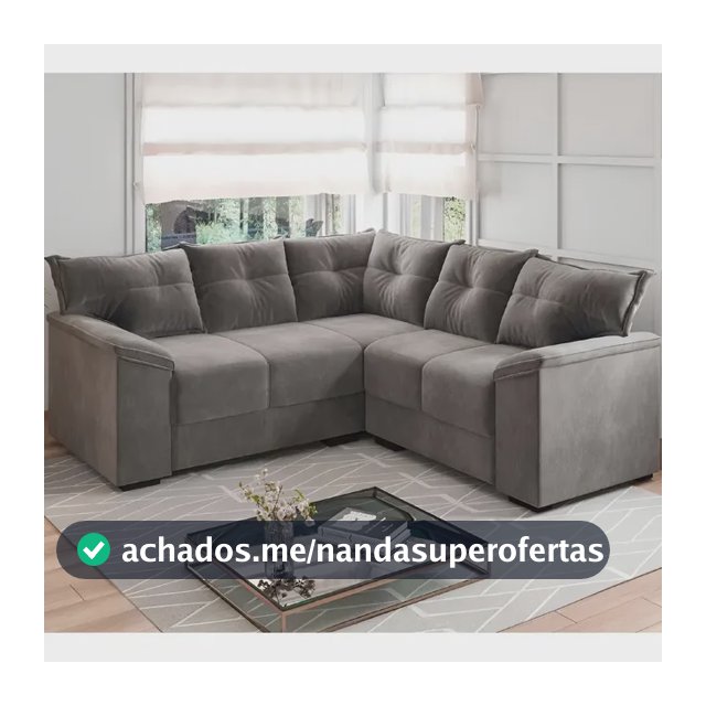 Sofá De Canto 5 Lugares Lisboa Flash Estofados Cor Cinza