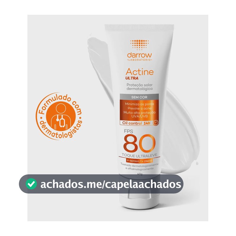 Protetor Solar Facial Dermatológico Darrow Actine Ultra FPS 80 40g