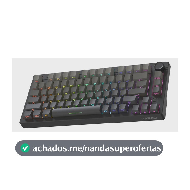 Teclado Mecânico Gamer Dareu EK75 RGB Sem Fio Bluetooth Hot Swap 75% Preto Cinza