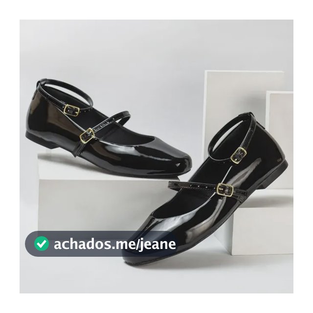 Sapatilha Feminina Mary Jane Bico Quadrado Verniz Balé Azzav
