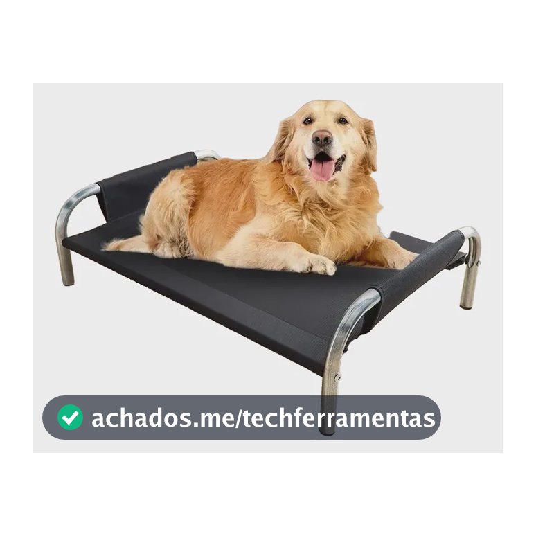 Cama Suspensa Grande Cachorros Textilene Preto 90×65×26cm Preto Liso