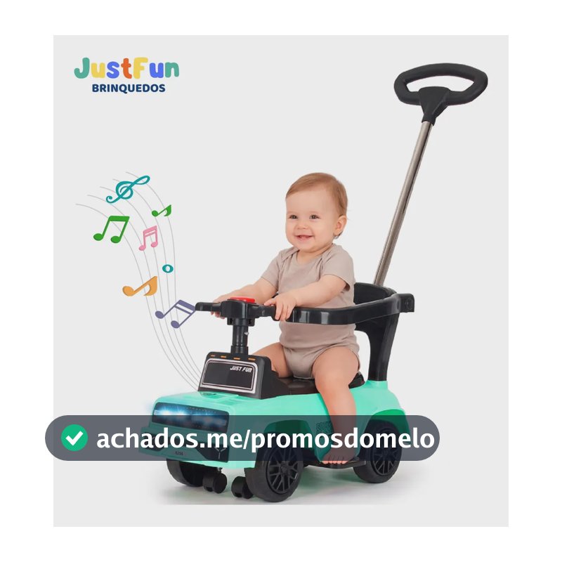 Carrinho Passeio Infantil Empurrador Criança Bebê Andador JustFun Brinquedos Cor Verde